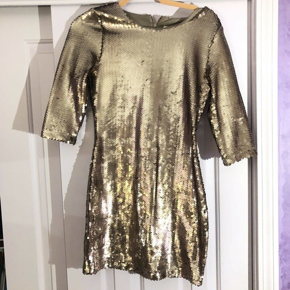 BB Dakota | Dresses | Bb Dakota Gold Metallic Sequin Dress Size Small |  Poshmark